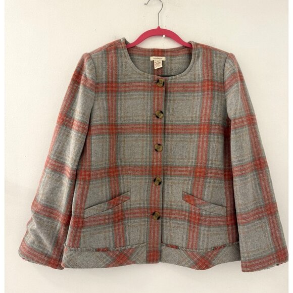Sundance Jackets & Blazers - Sundance Women's Plaid wool Gray Orange Blend Button Down Blazer Jacket size 14